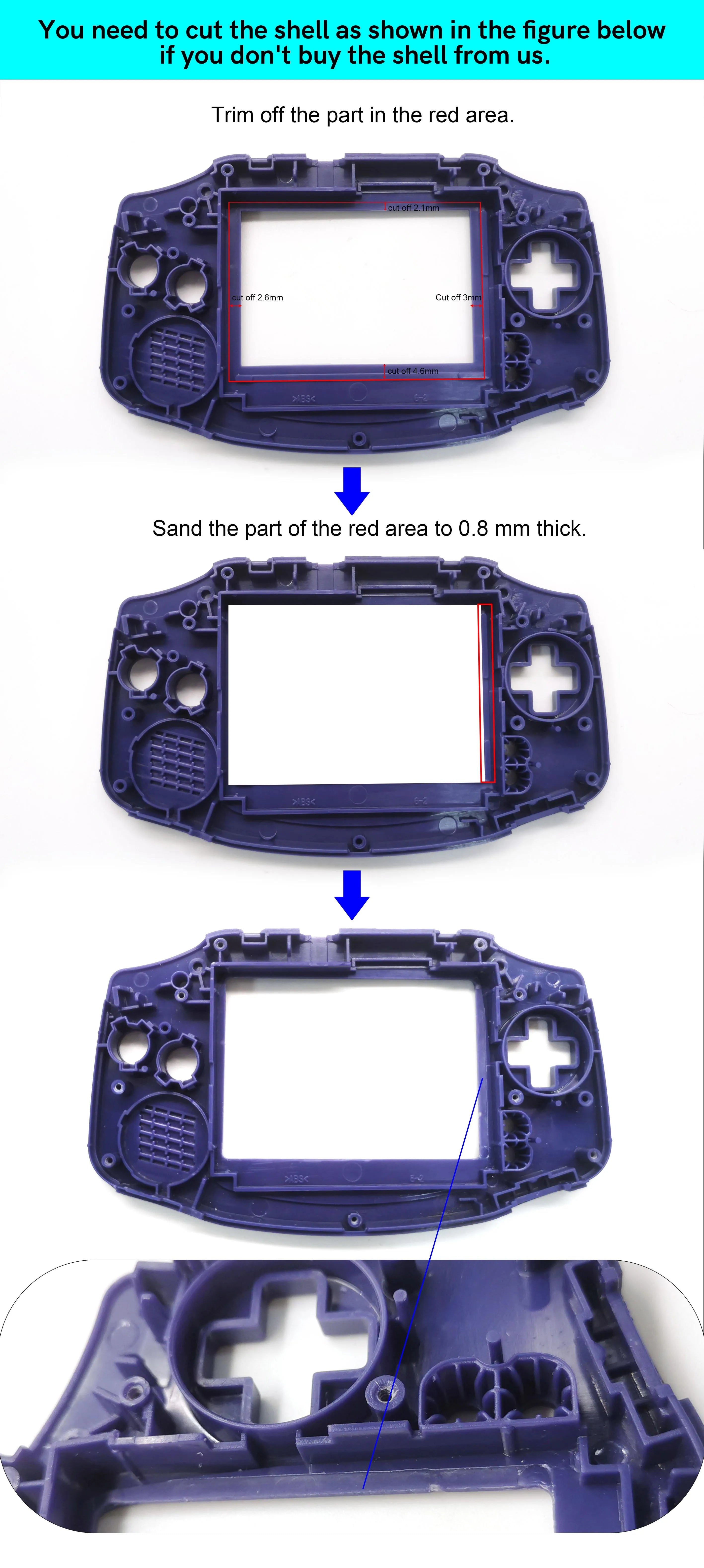 GameBoy Advance: Laminated 3.0 Inch 720*480 Display Kit