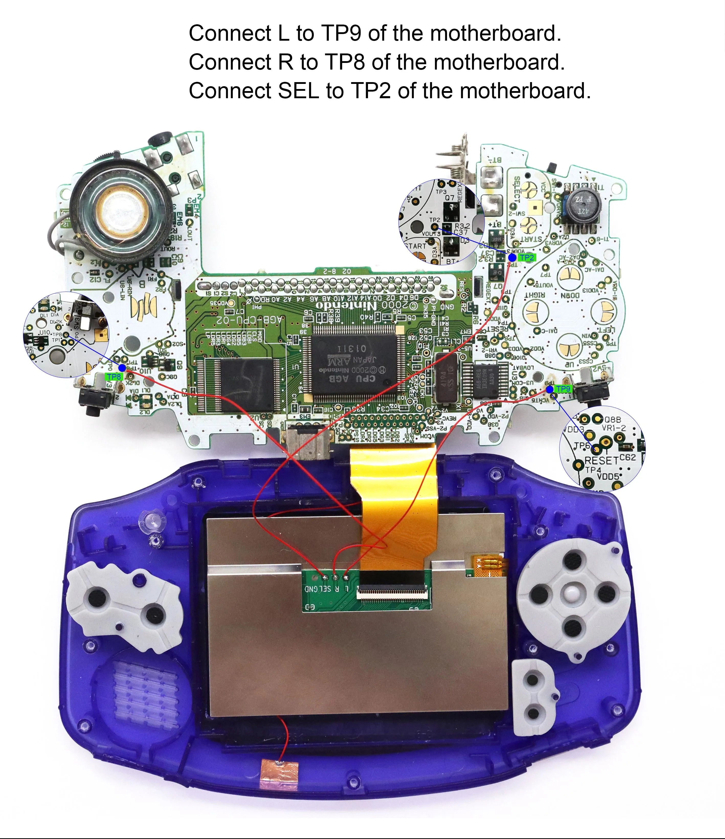 GameBoy Advance: Laminated 3.0 Inch 720*480 Display Kit