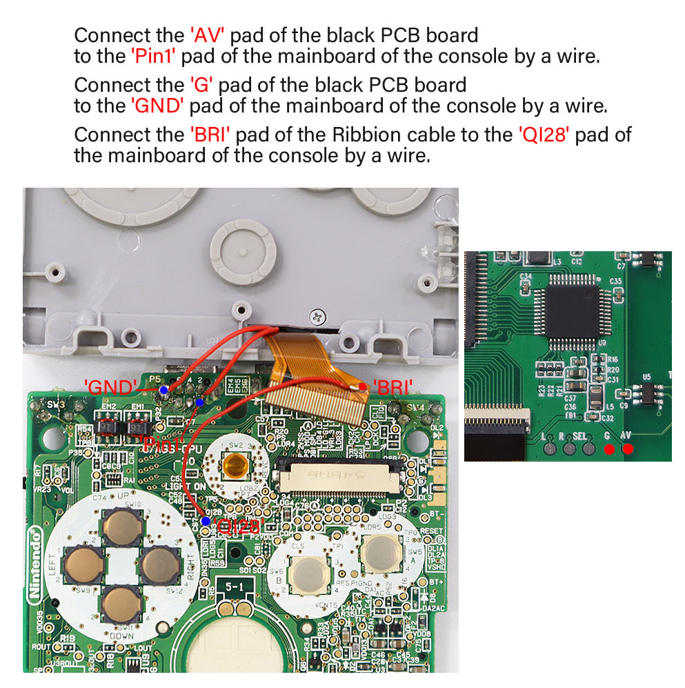 GameBoy Advance SP: 2in1 IPS Drop In TV Display Kit