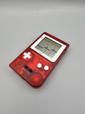 Nintendo GameBoy Pocket Custom Konsole – Transparent Rot mit OSD V2 Display Mod & weißen Buttons