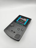 Nintendo GameBoy Color Custom Konsole – Stealth Black Edition mit Laminated AMOLED Touch-Display Mod & Custom-Logo