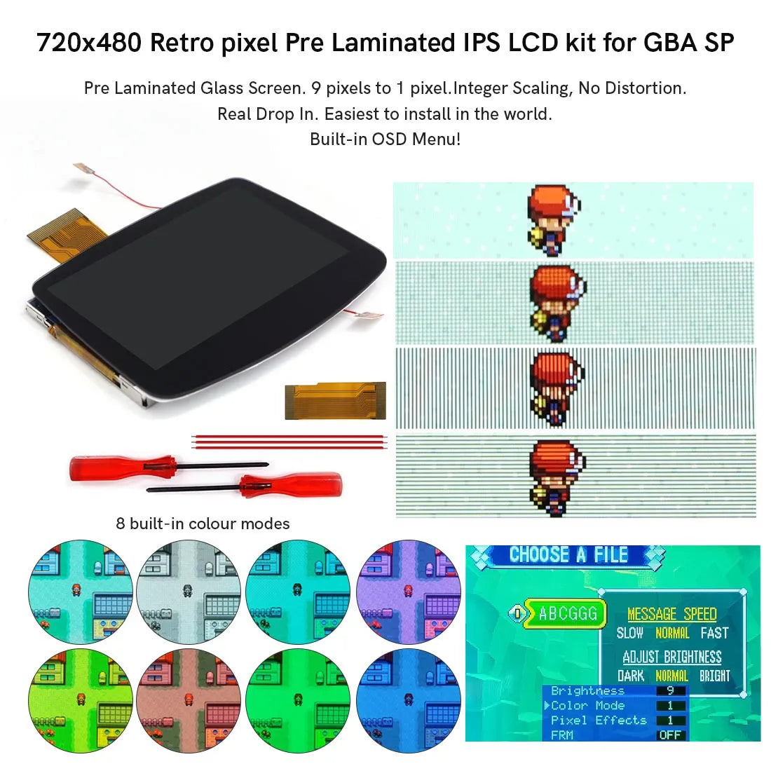 GameBoy Advance: Laminated 3.0 Inch 720*480 Display Kit