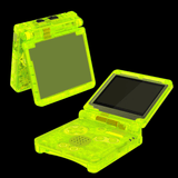 GameBoy Advance SP: Gehäuse (By eXtremeRate) Clear Lime Green - Ersatzteile von Retrohahn für Gameboy Modding