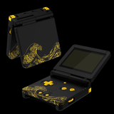 GameBoy Advance SP: Gehäuse (By eXtremeRate) The Great GOLDEN Wave Off Kanagawa - Black - Ersatzteile von Retrohahn für Gameboy Modding