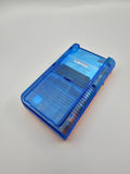 Nintendo GameBoy Classic (DMG) Custom Konsole – Orange/Transparent-Blau mit IPS V5 Mod & Glitter-Buttons - Ersatzteile von Retrohahn für Gameboy Modding