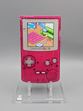 Nintendo GameBoy Color Custom Konsole – Glossy Hot Pink (von innen lackiert) mit Q5 OSD V2 Display Mod & Glitter-Buttons