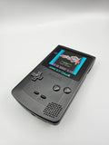 Nintendo GameBoy Color Custom Konsole – Stealth Black Edition mit Laminated AMOLED Touch-Display Mod & Custom-Logo - Ersatzteile von Retrohahn für Gameboy Modding
