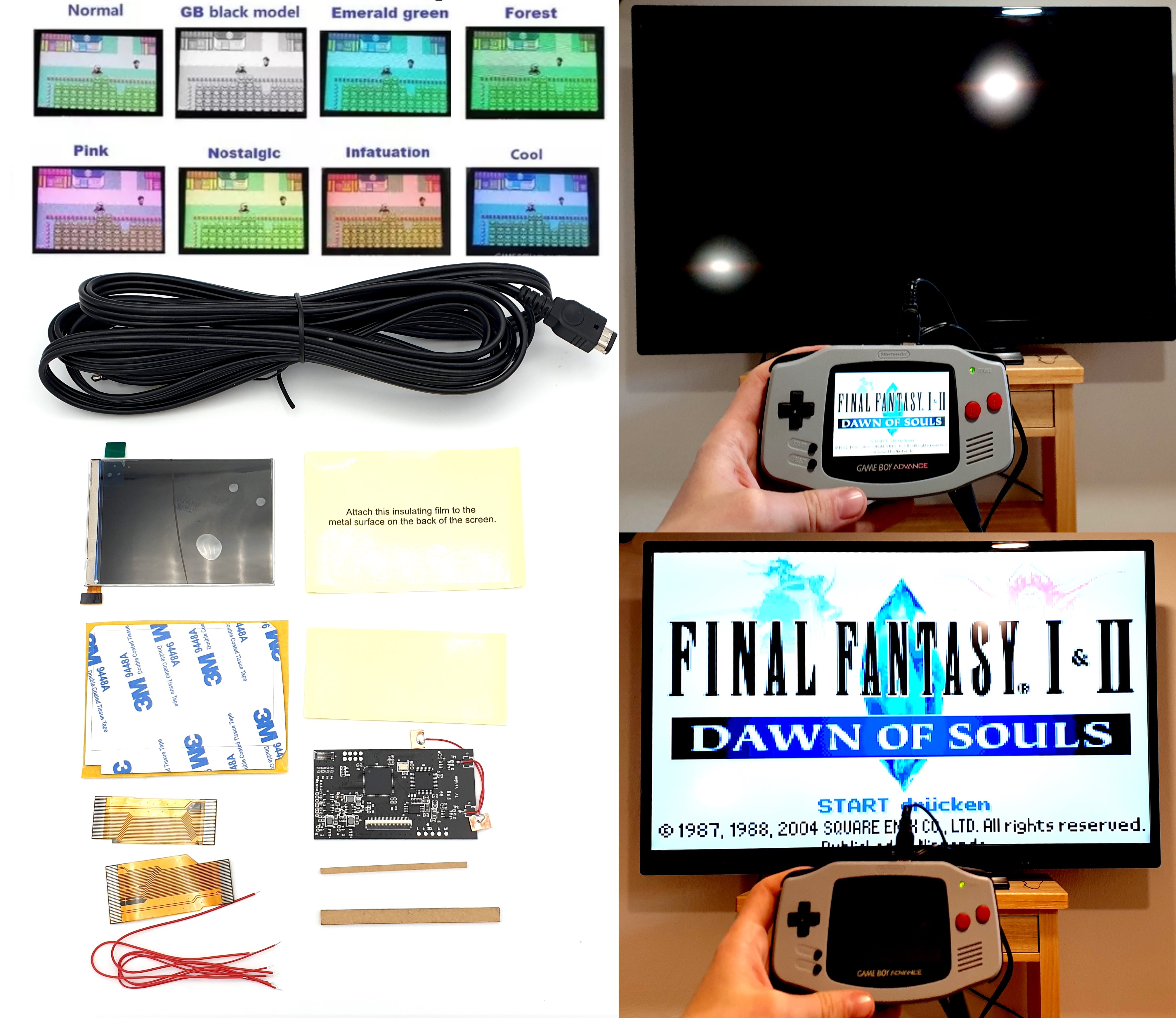 Game Boy Advance: kit de pantalla de TV 2 en 1 IPS V2
