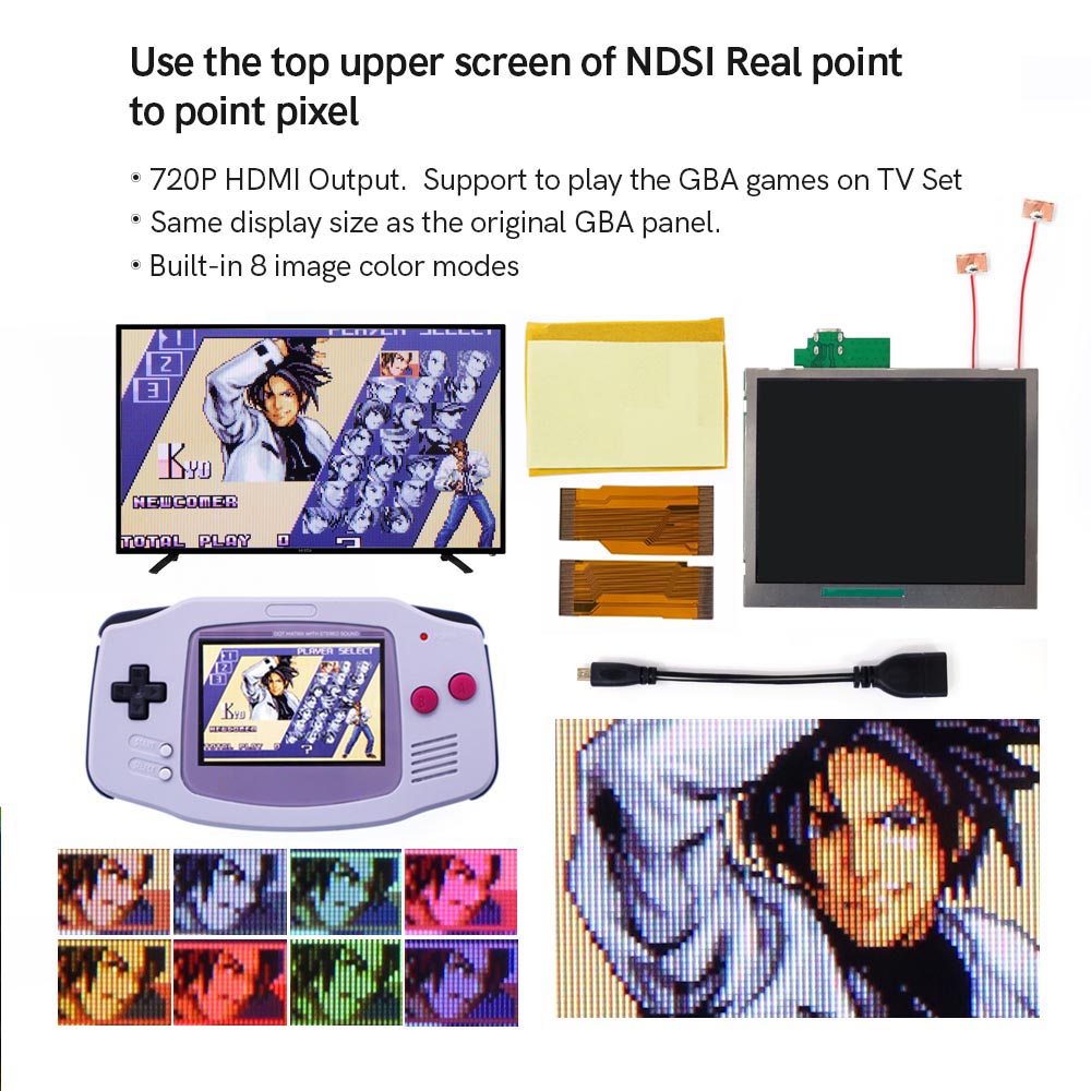 Game Boy Advance: Kit de pantalla DSi TFT HDMI