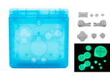 GameBoy Advance SP: Gehäuse IPS Ready Glow In The Dark - Clear Blue - Ersatzteile von Retrohahn für Gameboy Modding