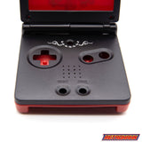 GameBoy Advance SP: Gehäuse Red & Black Dragon - Ersatzteile von Retrohahn für Gameboy Modding