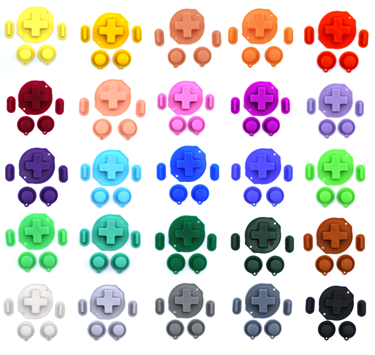 GameBoy Classic: Silikonknöpfe Einfarbig (By Retrohahn) Whole Set (25 Colors) - Ersatzteile von Retrohahn für Gameboy Modding