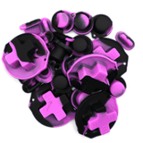 GameBoy Classic: Silikonknöpfe Zweifarbig (By Retrohahn) Black / Dark Pink - Ersatzteile von Retrohahn für Gameboy Modding