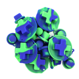 GameBoy Classic: Silikonknöpfe Zweifarbig (By Retrohahn) Dark Blue / Pastel Green - Ersatzteile von Retrohahn für Gameboy Modding