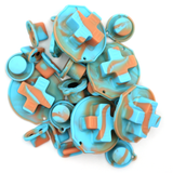 GameBoy Classic: Silikonknöpfe Zweifarbig (By Retrohahn) Pastel Blue / Pastel Orange - Ersatzteile von Retrohahn für Gameboy Modding