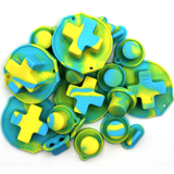 GameBoy Classic: Silikonknöpfe Zweifarbig (By Retrohahn) Pastel Blue / Pastel Yellow - Ersatzteile von Retrohahn für Gameboy Modding